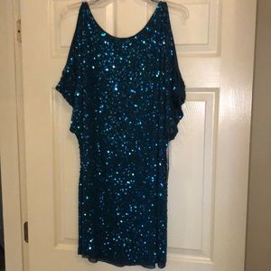 Gorgeous teal green sequin cocktail dress